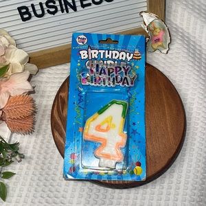 NEW Number 4 Birthday Candle With Happy birthday NEW